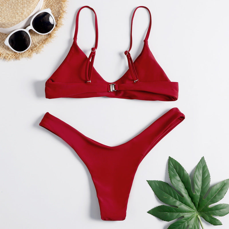 Swimsuit printed pure gathered split swimsuit