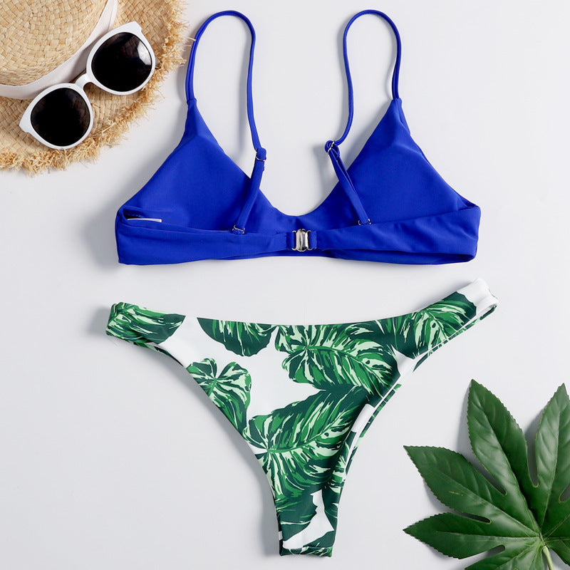 Swimsuit printed pure gathered split swimsuit