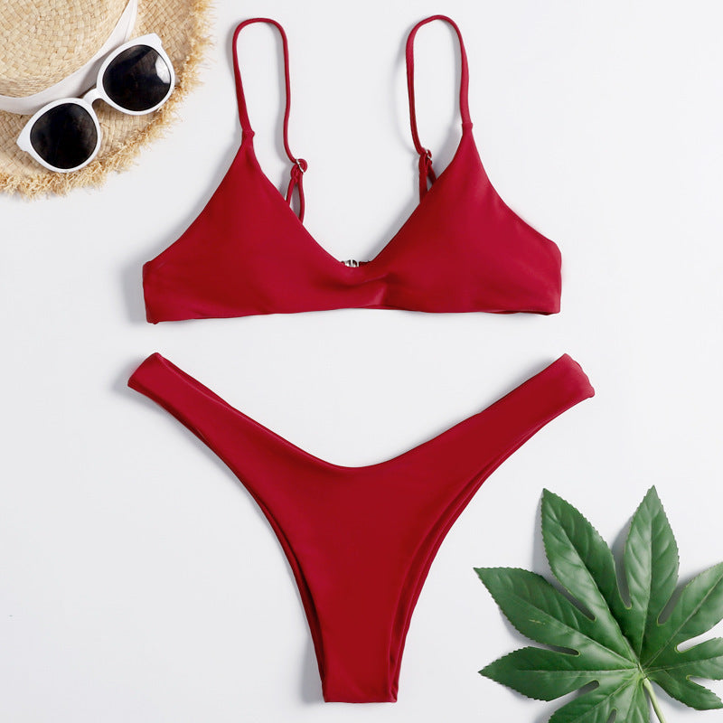 Swimsuit printed pure gathered split swimsuit