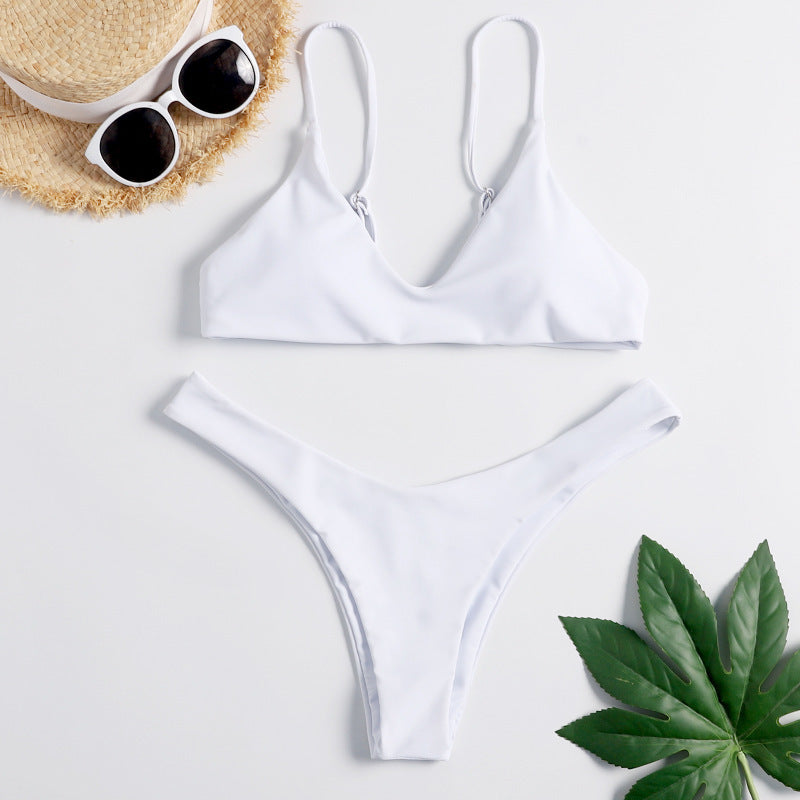 Swimsuit printed pure gathered split swimsuit