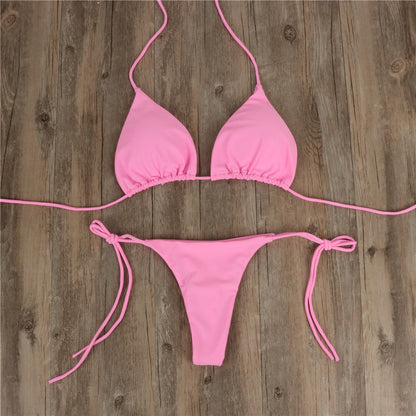2pcs Lace-up Adjustable Bikini