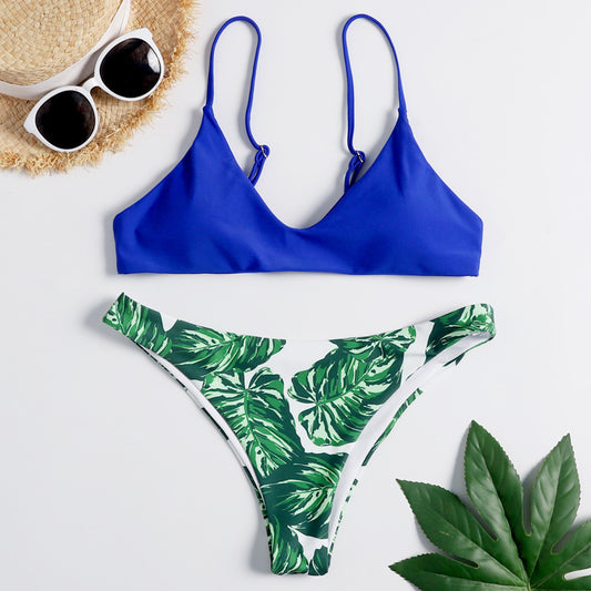 Swimsuit printed pure gathered split swimsuit