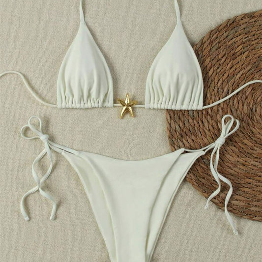 White String Star Bikini