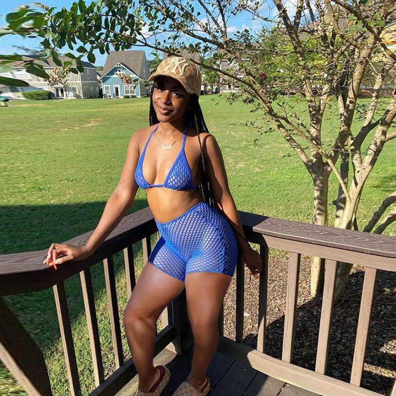 Mesh Bikini Cutout Trouser Set