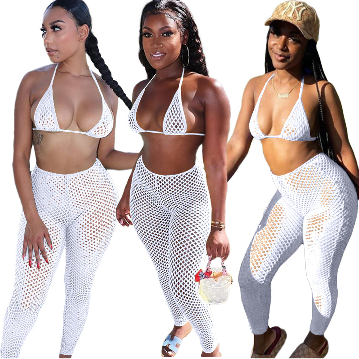 Mesh Bikini Cutout Trouser Set