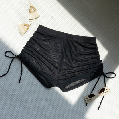 Solid Color Drawstring Mesh Shorts