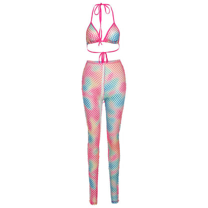 Mesh Bikini Cutout Trouser Set